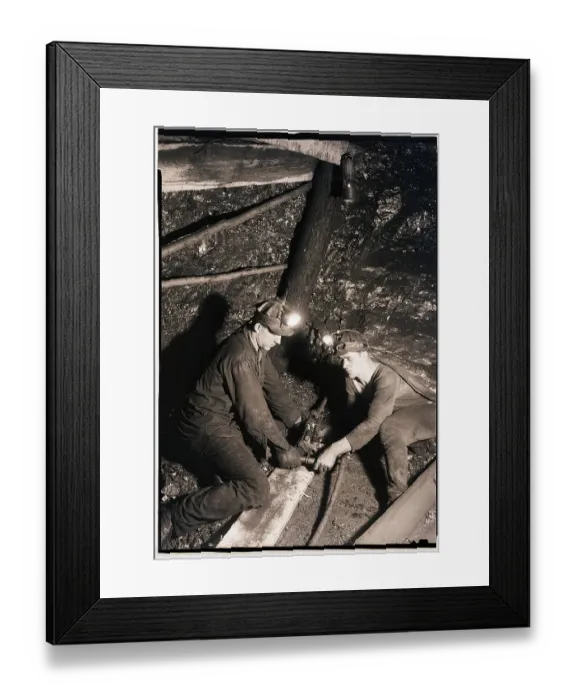 Framed Print : Men Drilling in a Coal Mine Framed Print : Men Drilling in a Coal Mine