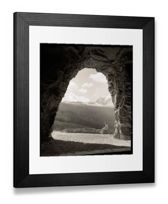 Framed Print : Man At Tunnel Entrance Looks Over Park Framed Print : Man At Tunnel Entrance Looks Over Park