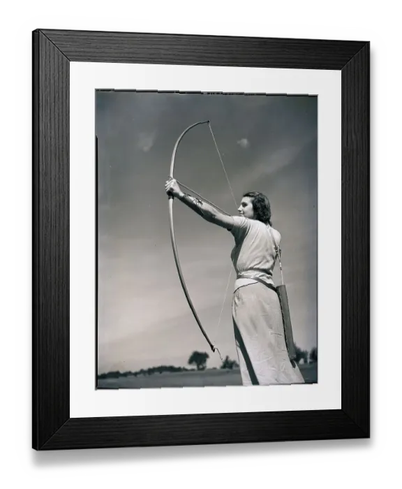 Framed Print : Woman Aiming Bow and Arrow Framed Print : Woman Aiming Bow and Arrow