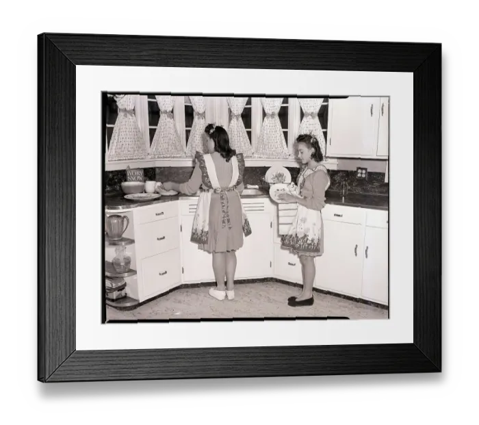 Framed Print : Two Young Women Washing Dishes Framed Print : Two Young Women Washing Dishes