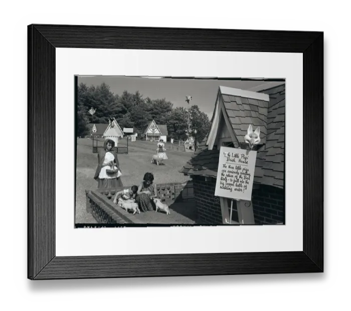 Framed Print : Children Visit Storytown U.S.A. House Framed Print : Children Visit Storytown U.S.A. House