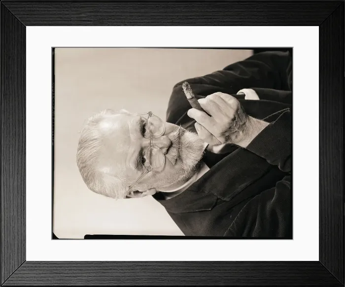 Framed Print : Bearded Man Holding a Cigar