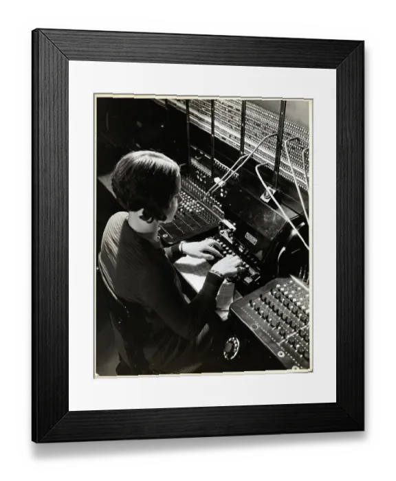 Framed Print : Teletypewriter Operator Working Framed Print : Teletypewriter Operator Working