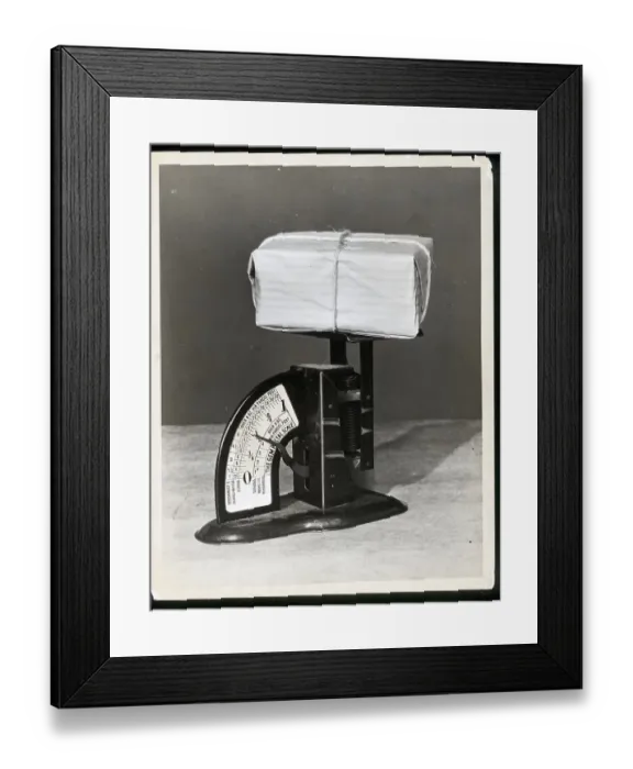 Framed Print : Postal Scale and Package Framed Print : Postal Scale and Package