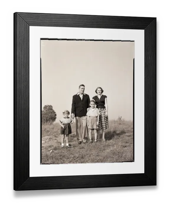 Framed Print : Family Poses in Field Framed Print : Family Poses in Field