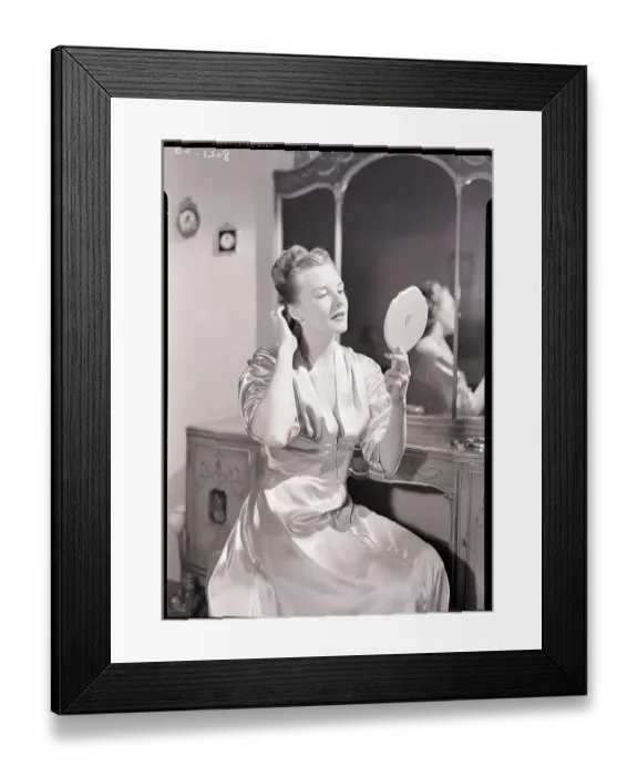 Framed Print : Woman Looking into Mirror