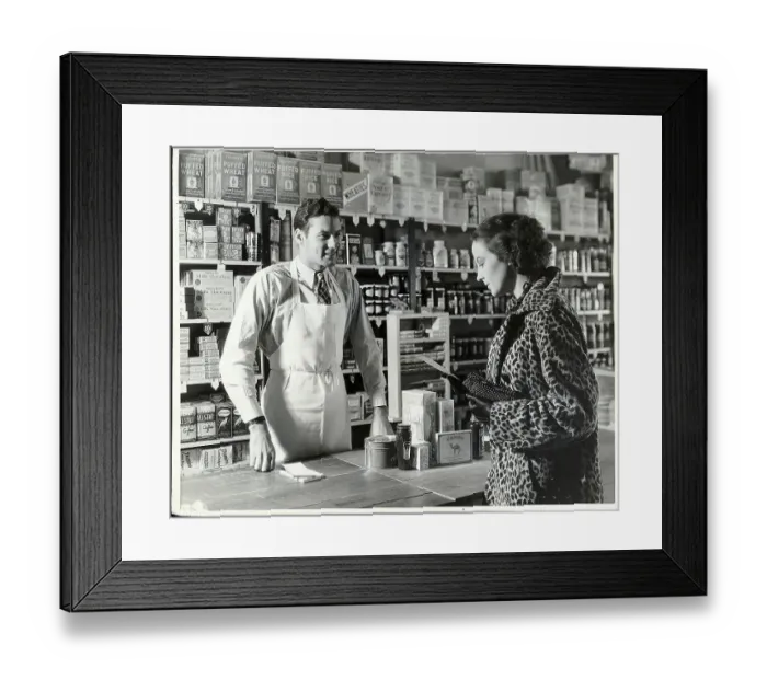Framed Print : Woman At Counter In Grocery Store Framed Print : Woman At Counter In Grocery Store