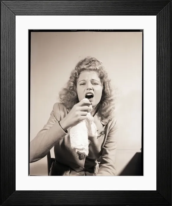 Framed Print : Glamour Girl About to Sneeze Framed Print : Glamour Girl About to Sneeze