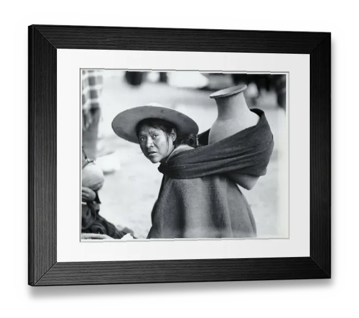 Framed Print : Woman Carrying Clay Vessel On Back