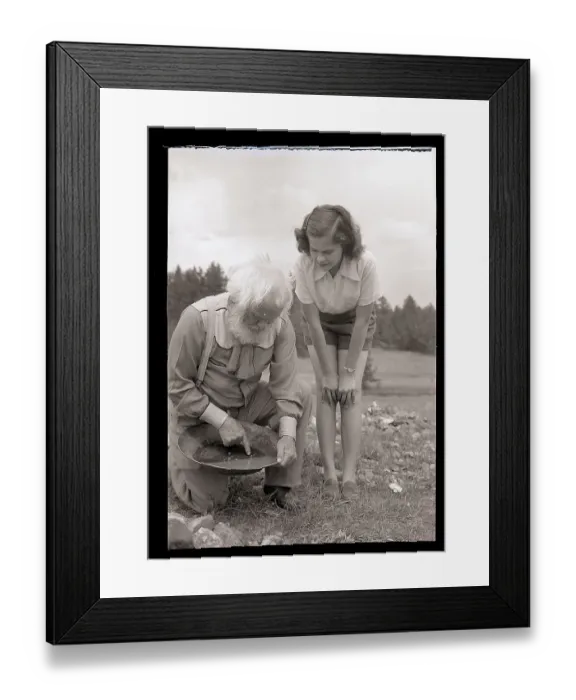 Framed Print : Gold Prospector and Woman Panning Framed Print : Gold Prospector and Woman Panning