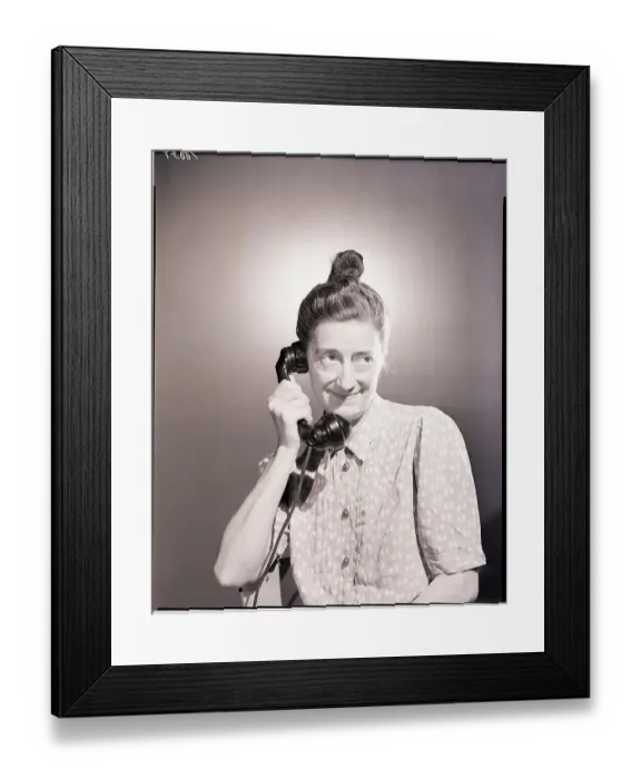 Framed Print : Old Woman Using Telephone Framed Print : Old Woman Using Telephone