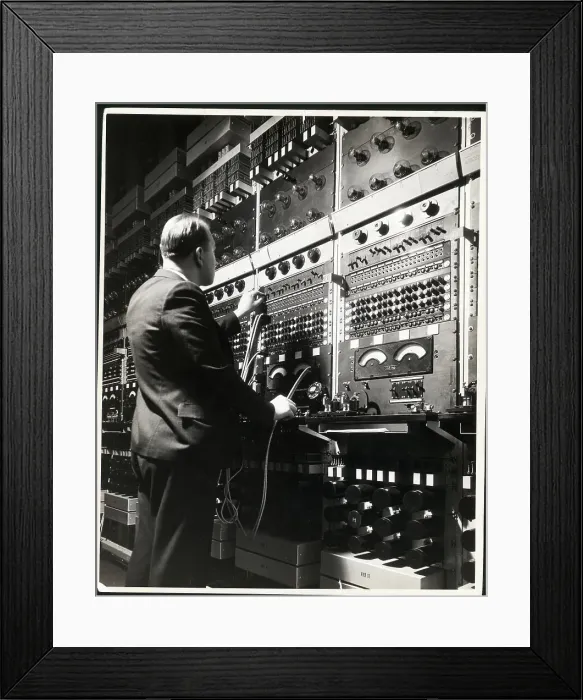 Framed Print : Technician Checking Telegraph Wires Framed Print : Technician Checking Telegraph Wires