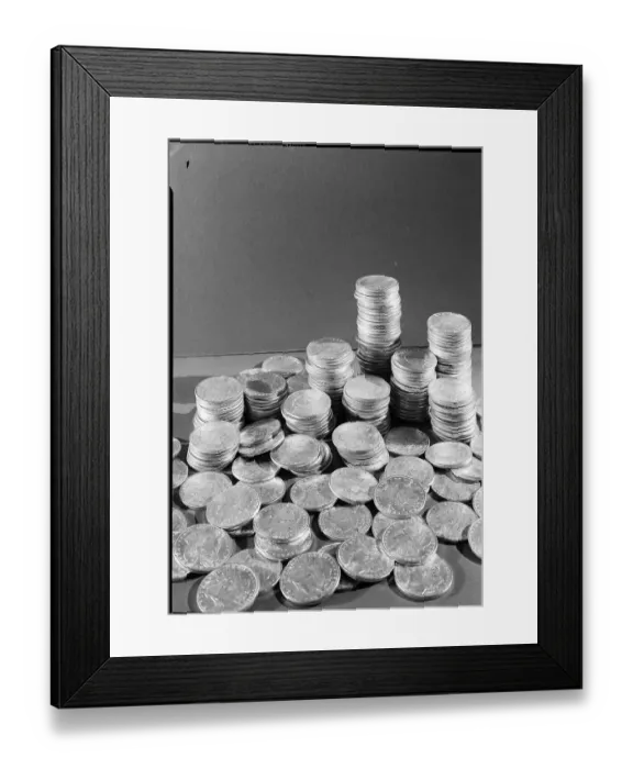 Framed Print : Stacks Of American Silver Dollars Framed Print : Stacks Of American Silver Dollars