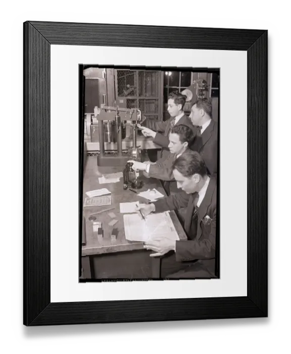 Framed Print : Students In School Metal Testing Lab Framed Print : Students In School Metal Testing Lab