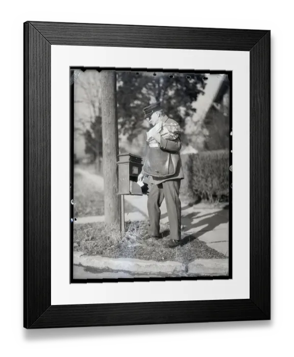 Framed Print : Mailman Emptying Box Framed Print : Mailman Emptying Box