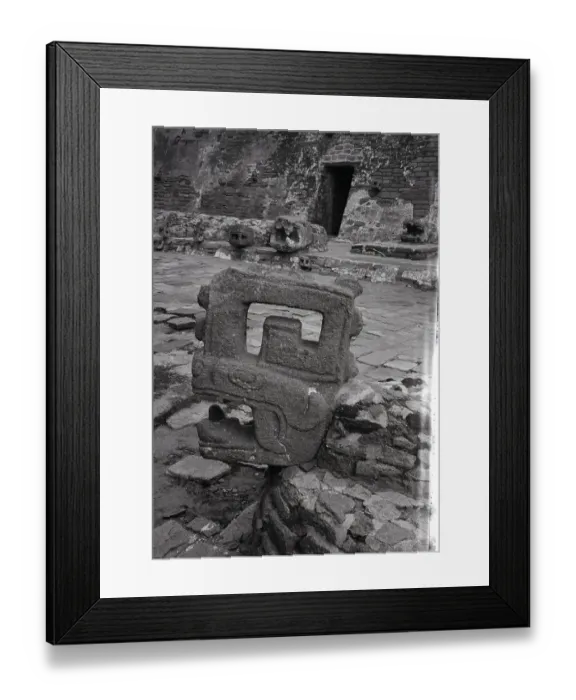 Framed Print : View Of Coiled Snake Sculpture In Mexico