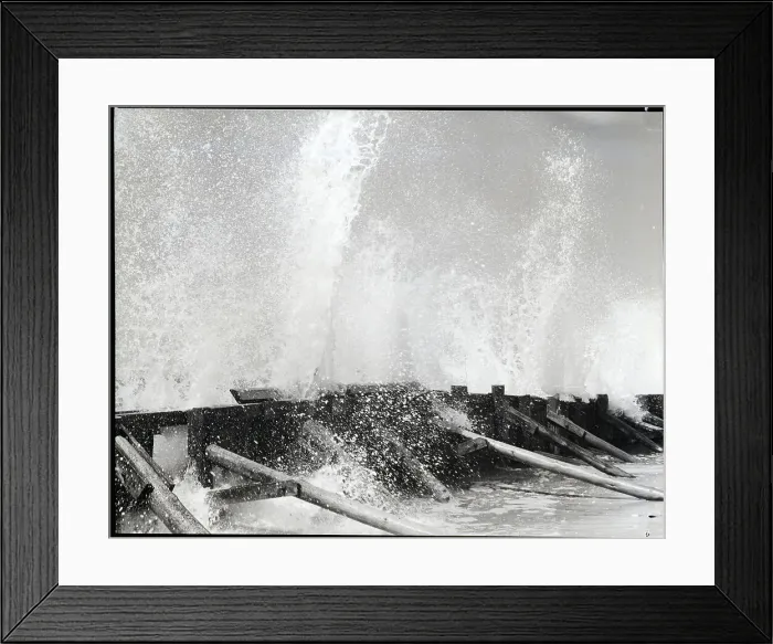 Framed Print : Waves Dashing Against Breakwater