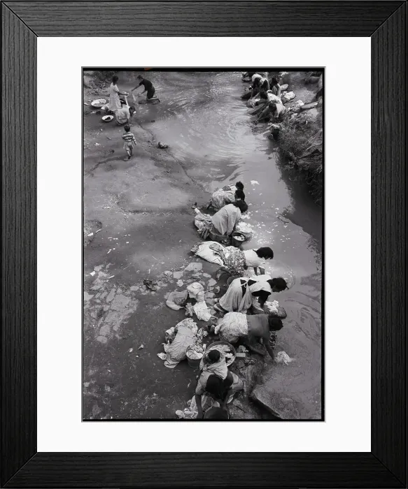 Framed Print : Women Washing Laundry In River Framed Print : Women Washing Laundry In River