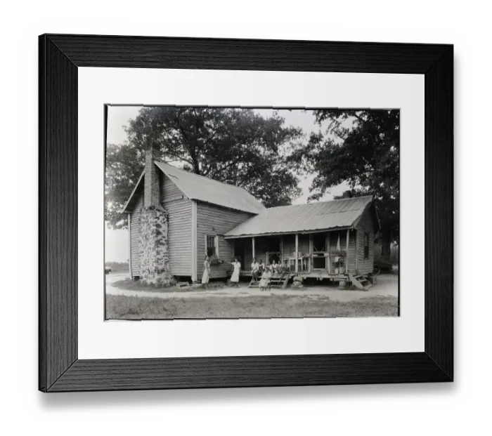 Framed Print : Home of Cotton Pickers on Plantation
