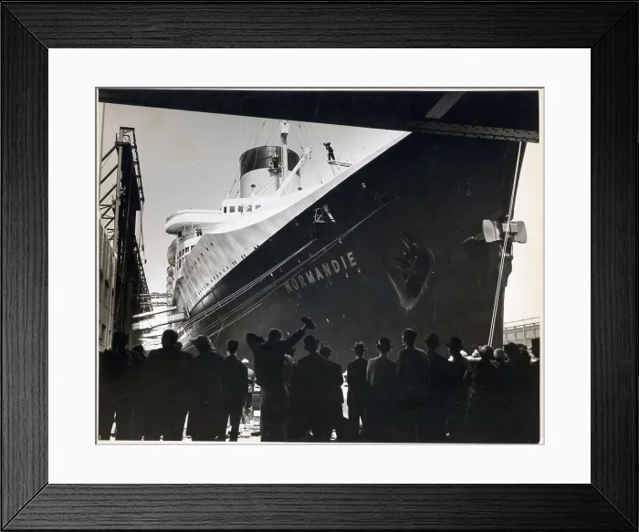 Framed Print : S.S. Normadie Observed At Pier