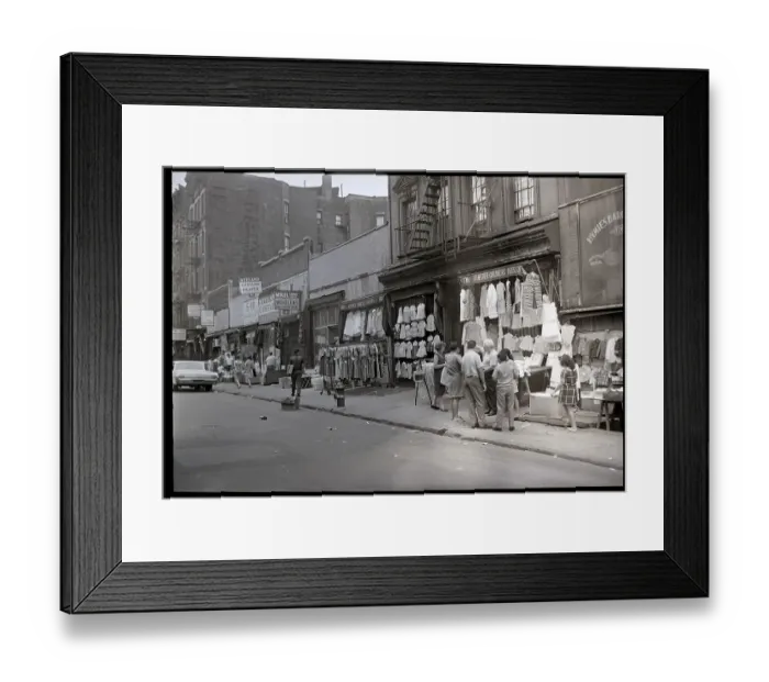 Framed Print : Outdoor Clothing Market on Orchard Street Framed Print : Outdoor Clothing Market on Orchard Street