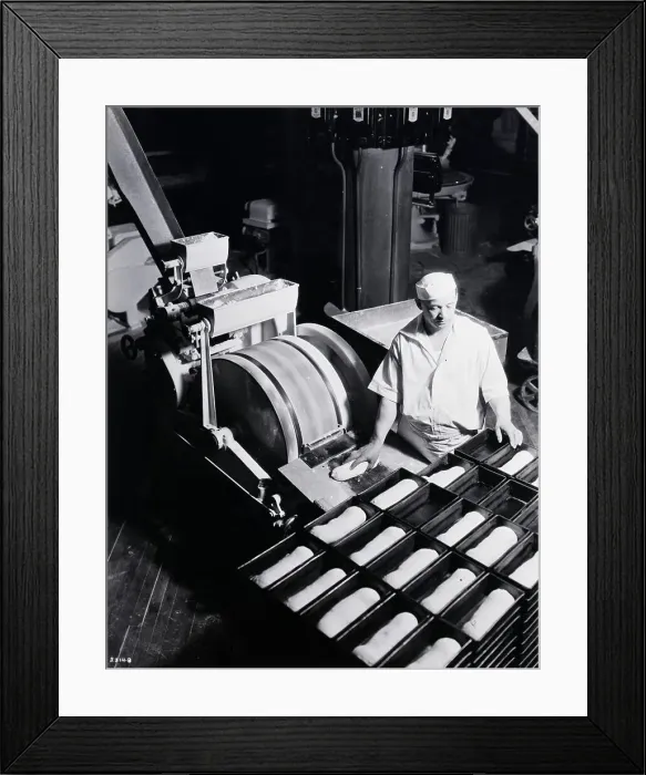 Framed Print : Dough Cutting Machine for Baking Bread Framed Print : Dough Cutting Machine for Baking Bread