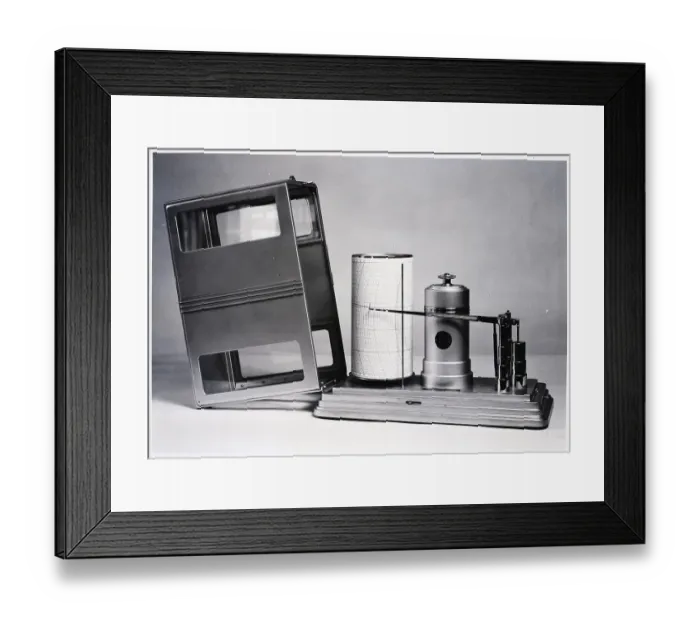 Framed Print : Barograph Open to Reveal Needle Register Framed Print : Barograph Open to Reveal Needle Register