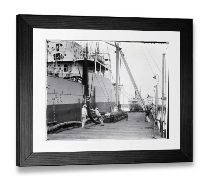 Framed Print : Oil Tanker Being Loaded from Large Hoses Framed Print : Oil Tanker Being Loaded from Large Hoses