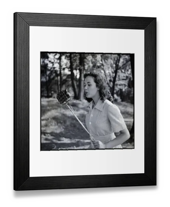 Framed Print : Girl Blowing on Hot Dogs Framed Print : Girl Blowing on Hot Dogs