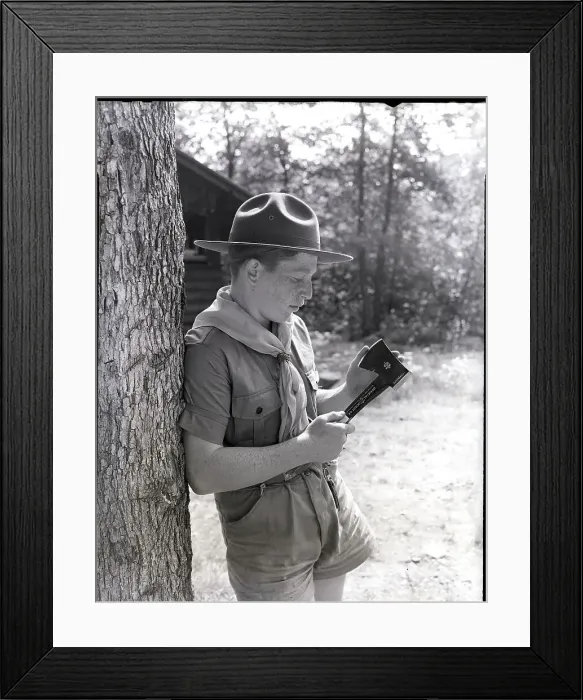 Framed Print : Boy Scout Holding Official Hatchet Framed Print : Boy Scout Holding Official Hatchet