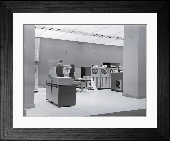 Framed Print : Large Computers Occupying Room Framed Print : Large Computers Occupying Room