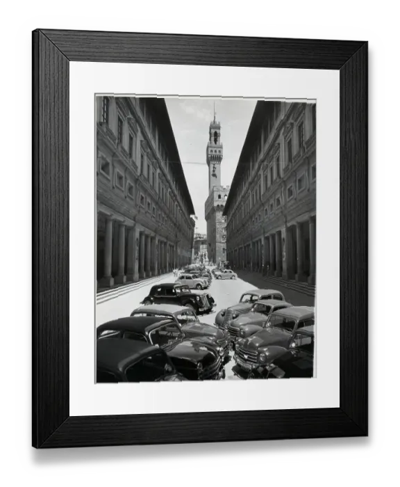 Framed Print : View of Cars Before Palace Uffizi Framed Print : View of Cars Before Palace Uffizi