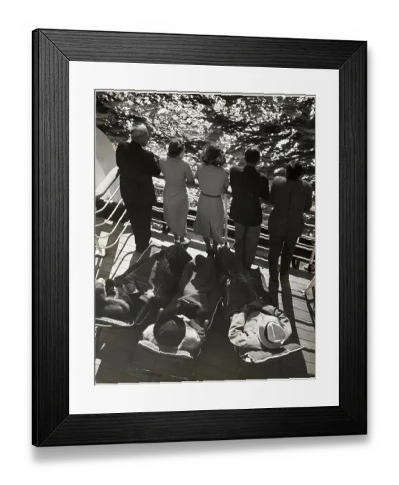 Framed Print : People Standing & Seated on Ship Deck Framed Print : People Standing & Seated on Ship Deck