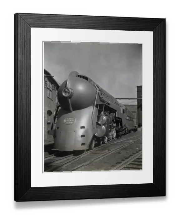 Framed Print : Streamlined Locomotive on Tracks Framed Print : Streamlined Locomotive on Tracks