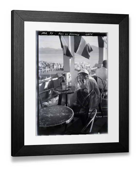 Framed Print : Woman Drinking Beverage On Cafe Terrace Framed Print : Woman Drinking Beverage On Cafe Terrace