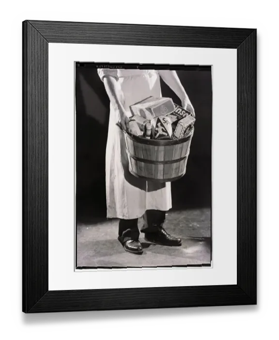 Framed Print : Basket Of Groceries, Circa 1950'S Framed Print : Basket Of Groceries, Circa 1950'S