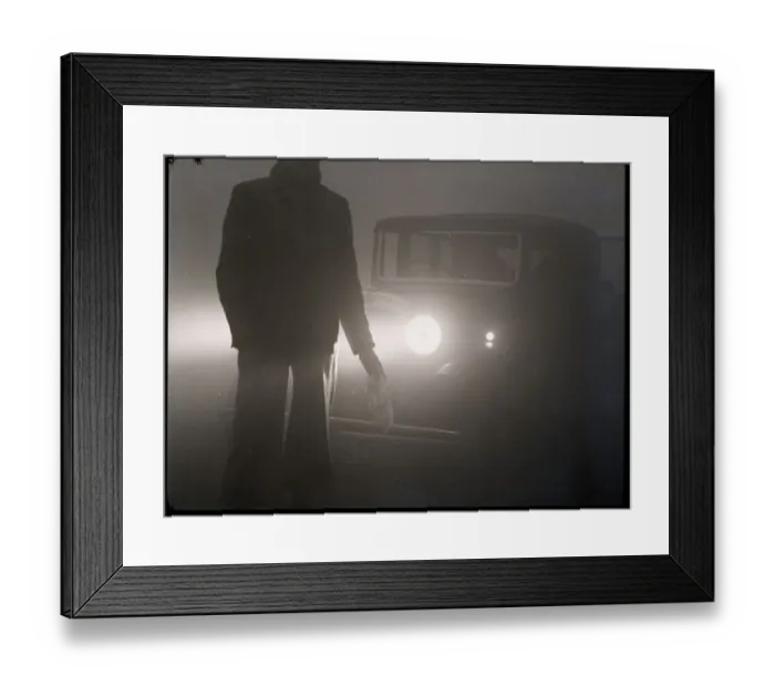 Framed Print : Person Guiding Automobile Through Fog Framed Print : Person Guiding Automobile Through Fog