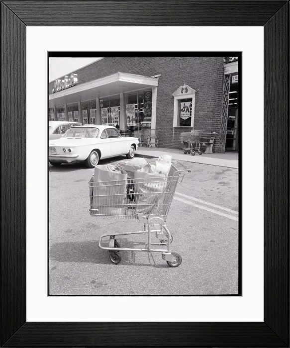 Framed Print : Shopping Cart In Grocery Parking Lot Framed Print : Shopping Cart In Grocery Parking Lot