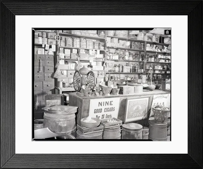 Framed Print : Counter Of A Country Store with Goods