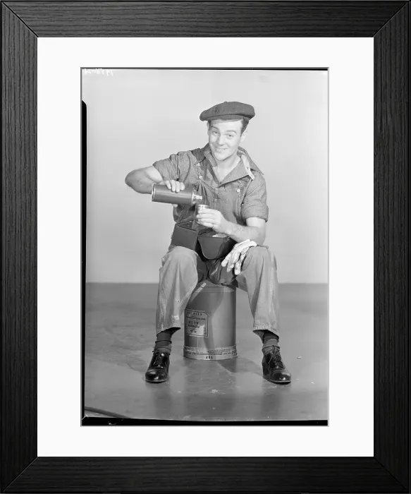 Framed Print : Workman Seated / Pouring Coffee / Lunch Framed Print : Workman Seated / Pouring Coffee / Lunch