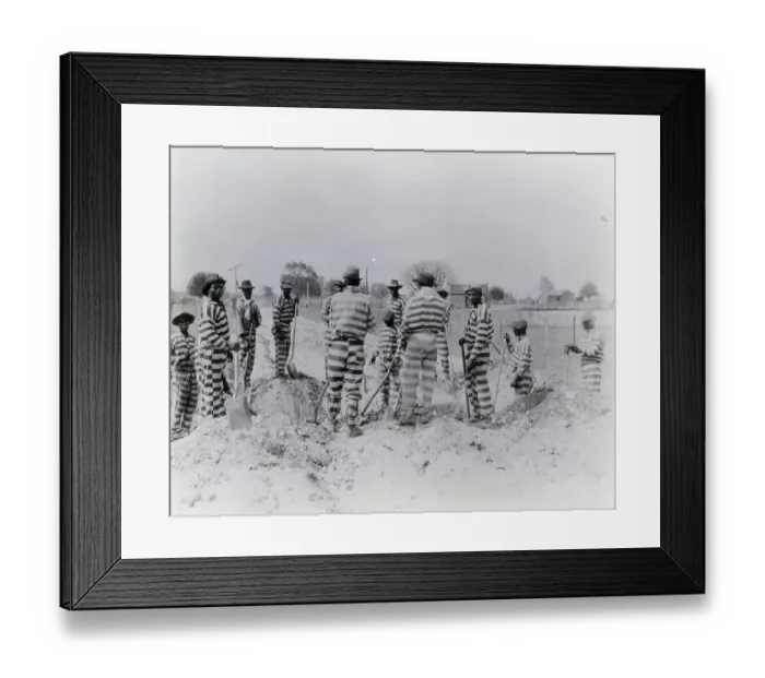 Framed Print : Chain Gang In Stripes Building Road