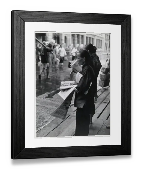 Framed Print : Women Selling Newspapers On Sidewalk Framed Print : Women Selling Newspapers On Sidewalk