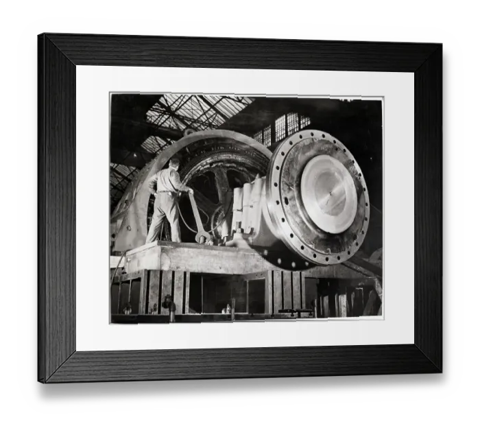 Framed Print : Worker Testing Motor Framed Print : Worker Testing Motor