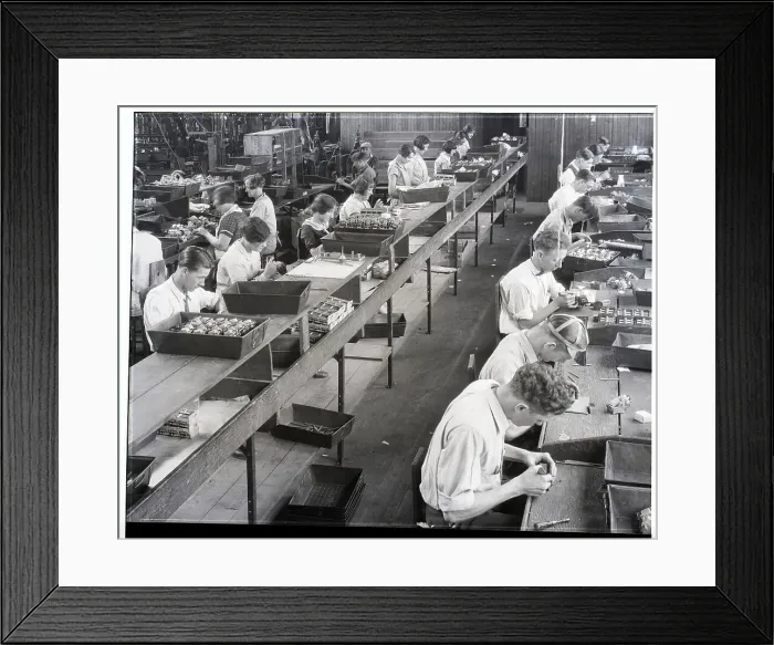 Framed Print : Assembling Radio Parts