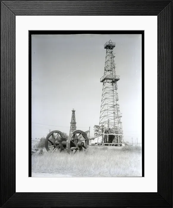 Framed Print : Oil Derricks In Field Framed Print : Oil Derricks In Field