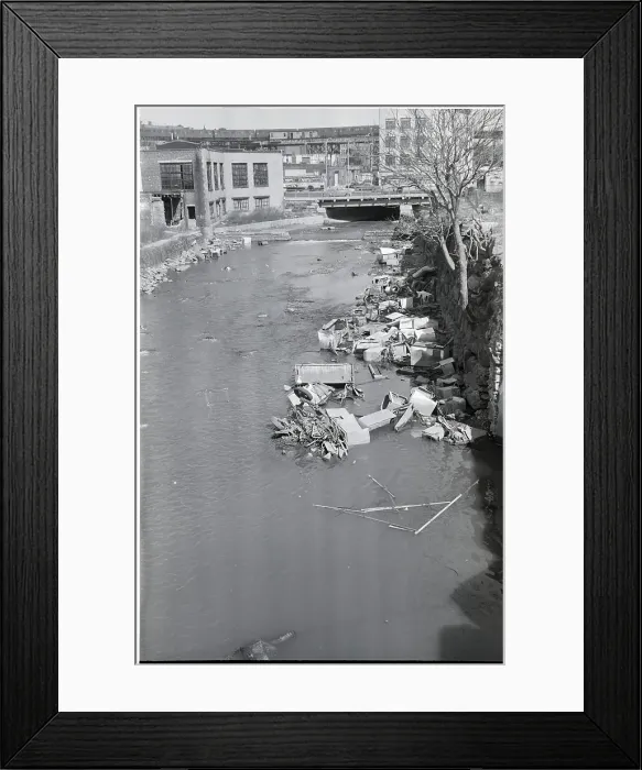 Framed Print : Stream Polluted with Automotive and Household Waste Framed Print : Stream Polluted with Automotive and Household Waste