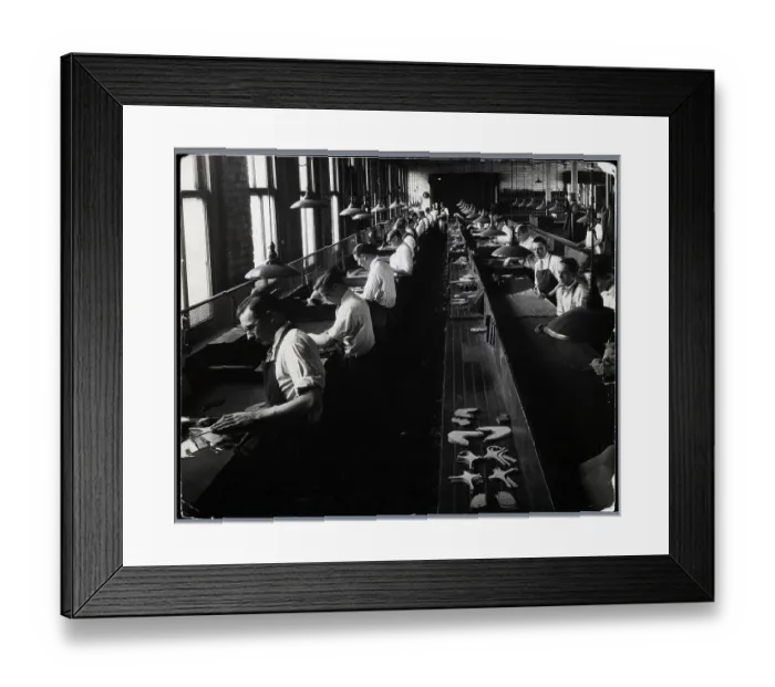 Framed Print : Workers Cutting Leather In Show Factory Framed Print : Workers Cutting Leather In Show Factory