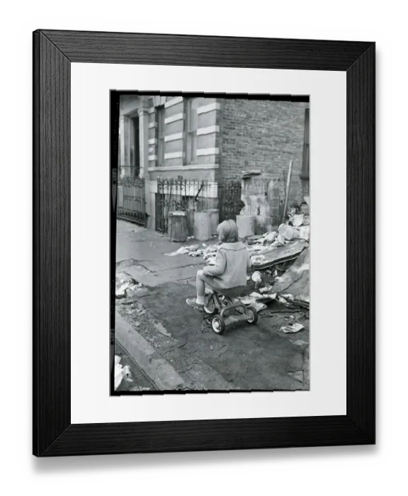 Framed Print : Girl on Tricycle in Slum
