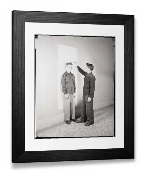 Framed Print : Boys Measuring Each Other