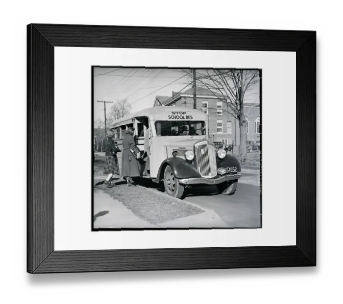 Framed Print : Children Boarding School Bus Framed Print : Children Boarding School Bus